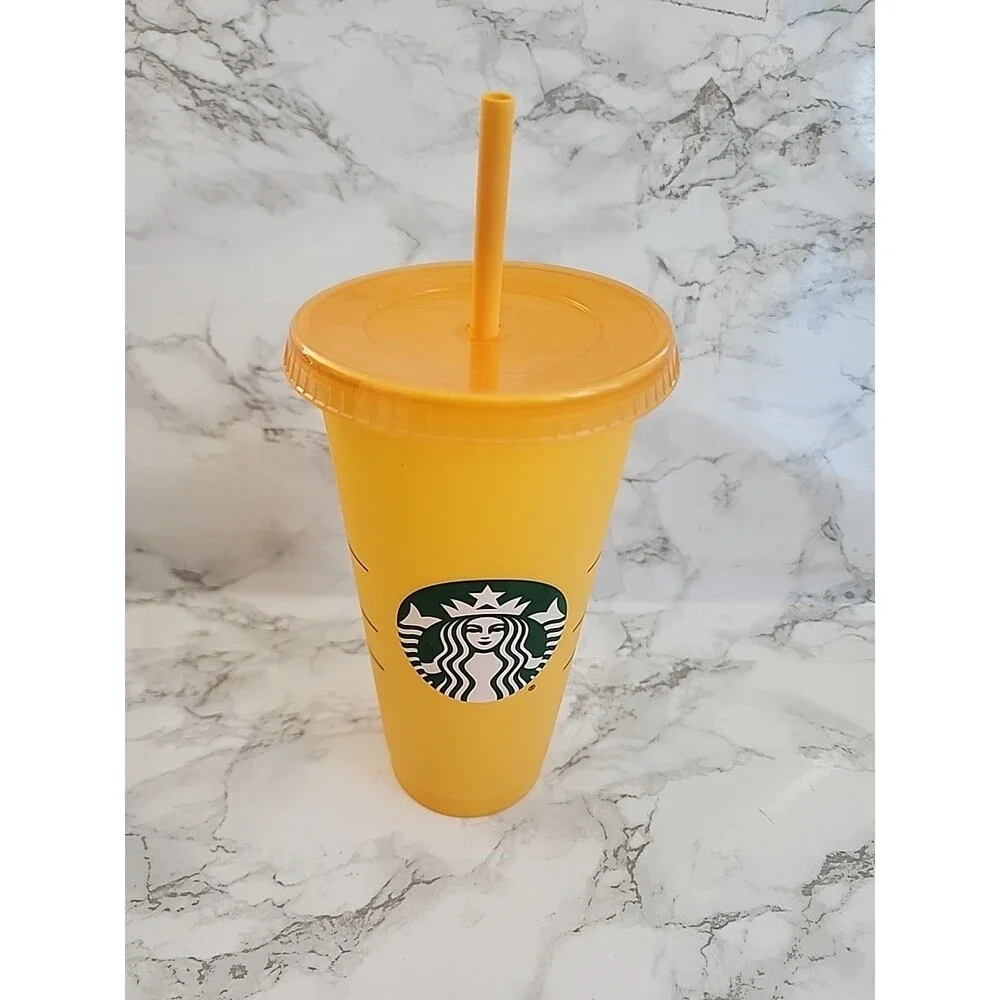 Starbucks 24 oz COLOR CHANGING Reusable Cold Cup Tumbler w/Lid & Straw
